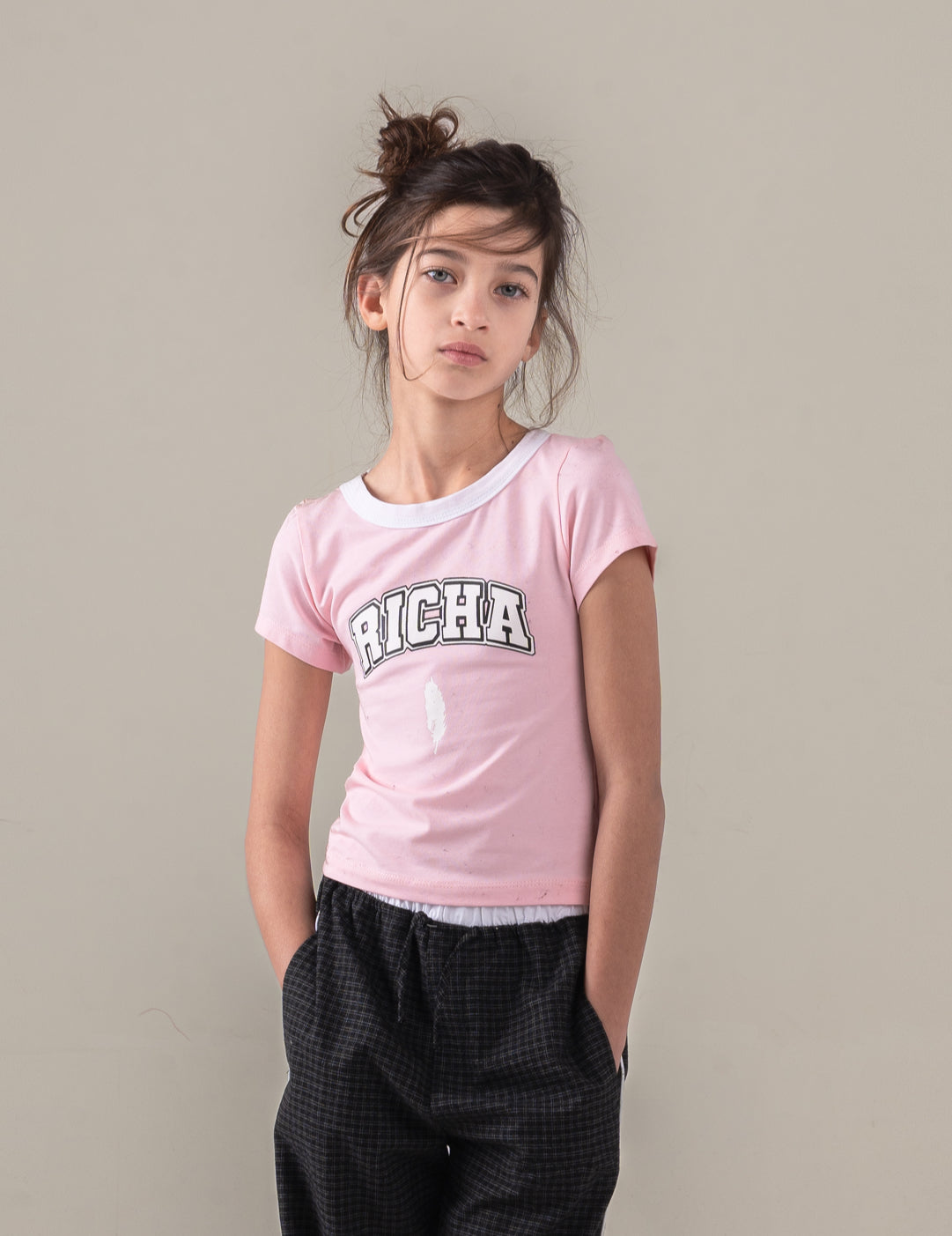 RICHA BABY TEE - PINK/WHITE