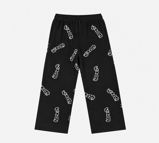 Patterned Black Richa Sweatpants