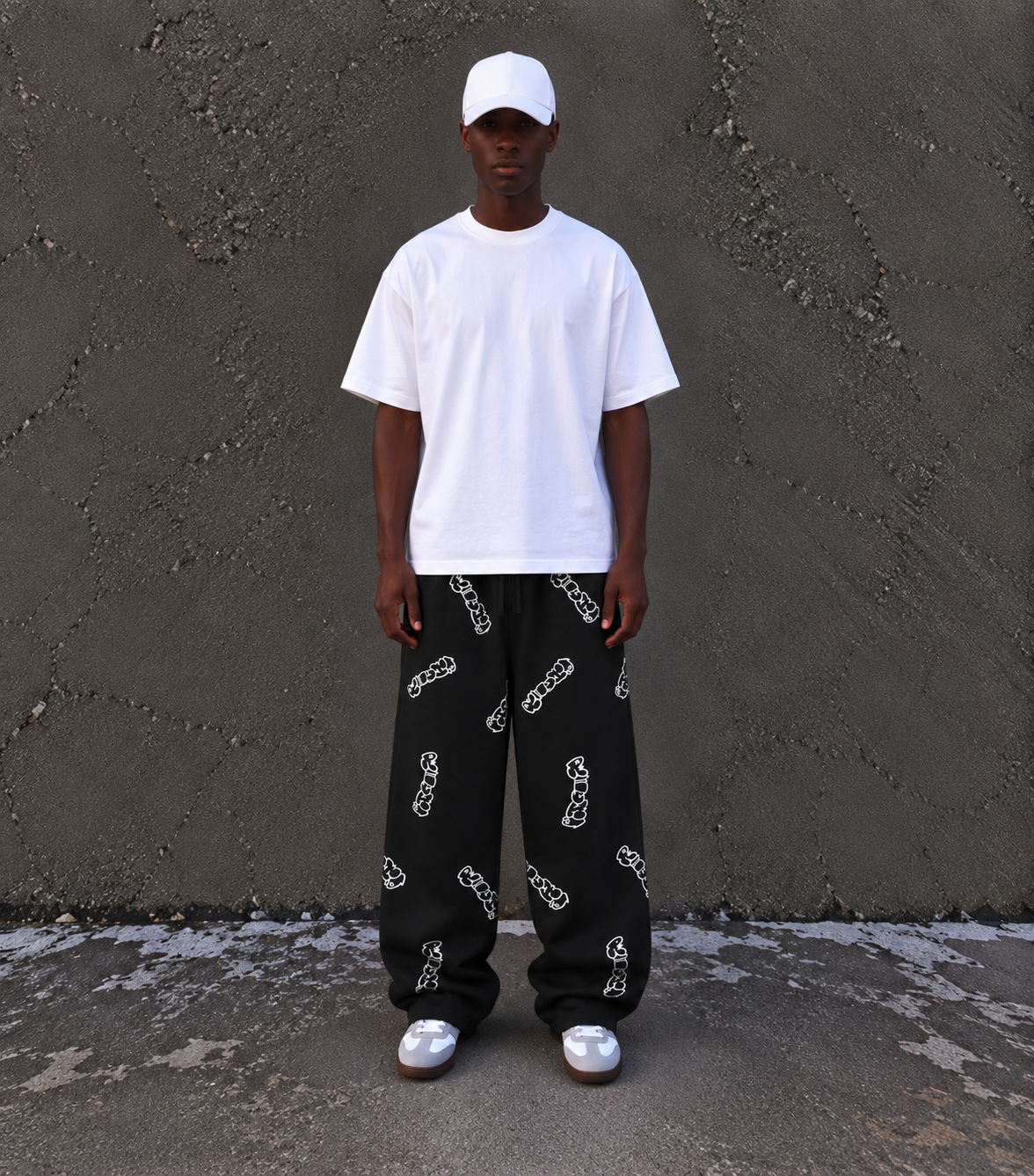 Patterned Black Richa Sweatpants
